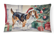 Load image into Gallery viewer, Basset Hound Christmas Fabric Decorative Pillow