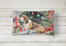 Load image into Gallery viewer, Basset Hound Christmas Fabric Decorative Pillow
