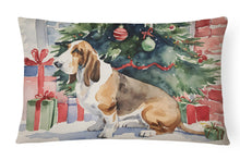 Load image into Gallery viewer, Basset Hound Christmas Fabric Decorative Pillow