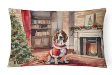 Load image into Gallery viewer, Basset Hound Christmas Fabric Decorative Pillow