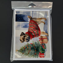 Load image into Gallery viewer, Border Terrier Christmas Greeting Cards -  Blank Note Cards – 8-Pack of Artist-Designed Cards with Envelopes