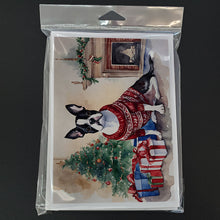 Load image into Gallery viewer, Boston Terrier Christmas Greeting Cards -  Blank Note Cards – 8-Pack of Artist-Designed Cards with Envelopes
