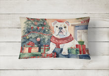 Load image into Gallery viewer, White English Bulldog Christmas Fabric Decorative Pillow