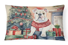 Load image into Gallery viewer, White English Bulldog Christmas Fabric Decorative Pillow