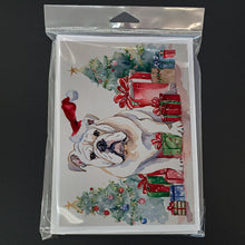 Load image into Gallery viewer, White English Bulldog Christmas Greeting Cards -  Blank Note Cards – 8-Pack of Artist-Designed Cards with Envelopes