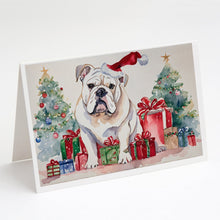 Load image into Gallery viewer, White English Bulldog Christmas Greeting Cards -  Blank Note Cards – 8-Pack of Artist-Designed Cards with Envelopes