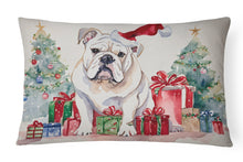 Load image into Gallery viewer, White English Bulldog Christmas Fabric Decorative Pillow