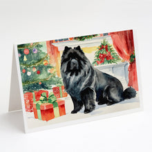 Load image into Gallery viewer, Black Chow Chow Christmas Greeting Cards -  Blank Note Cards – 8-Pack of Artist-Designed Cards with Envelopes