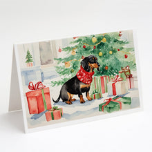 Load image into Gallery viewer, Black and Tan Dachshund Christmas Greeting Cards -  Blank Note Cards – 8-Pack of Artist-Designed Cards with Envelopes