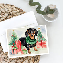 Load image into Gallery viewer, Black and Tan Dachshund Christmas Greeting Cards -  Blank Note Cards – 8-Pack of Artist-Designed Cards with Envelopes