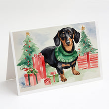 Load image into Gallery viewer, Black and Tan Dachshund Christmas Greeting Cards -  Blank Note Cards – 8-Pack of Artist-Designed Cards with Envelopes