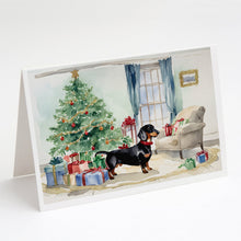 Load image into Gallery viewer, Black and Tan Dachshund Christmas Greeting Cards -  Blank Note Cards – 8-Pack of Artist-Designed Cards with Envelopes