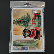 Load image into Gallery viewer, Black and Tan Dachshund Christmas Greeting Cards -  Blank Note Cards – 8-Pack of Artist-Designed Cards with Envelopes