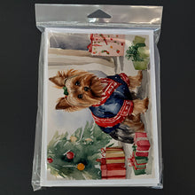 Load image into Gallery viewer, Yorkie Christmas Greeting Cards -  Blank Note Cards – 8-Pack of Artist-Designed Cards with Envelopes
