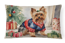 Load image into Gallery viewer, Yorkie Christmas Fabric Decorative Pillow