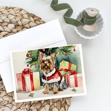 Load image into Gallery viewer, Yorkie Christmas Greeting Cards -  Blank Note Cards – 8-Pack of Artist-Designed Cards with Envelopes