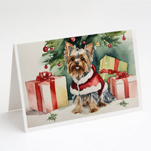 Load image into Gallery viewer, Yorkie Christmas Greeting Cards -  Blank Note Cards – 8-Pack of Artist-Designed Cards with Envelopes