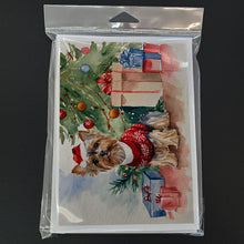 Load image into Gallery viewer, Yorkie Christmas Greeting Cards -  Blank Note Cards – 8-Pack of Artist-Designed Cards with Envelopes