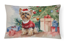 Load image into Gallery viewer, Yorkie Christmas Fabric Decorative Pillow