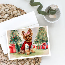 Load image into Gallery viewer, Yorkie Christmas Greeting Cards -  Blank Note Cards – 8-Pack of Artist-Designed Cards with Envelopes