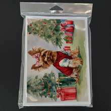 Load image into Gallery viewer, Yorkie Christmas Greeting Cards -  Blank Note Cards – 8-Pack of Artist-Designed Cards with Envelopes