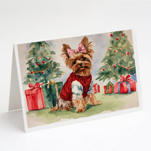 Load image into Gallery viewer, Yorkie Christmas Greeting Cards -  Blank Note Cards – 8-Pack of Artist-Designed Cards with Envelopes
