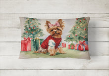 Load image into Gallery viewer, Yorkie Christmas Fabric Decorative Pillow