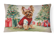 Load image into Gallery viewer, Yorkie Christmas Fabric Decorative Pillow