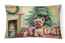 Load image into Gallery viewer, Yorkie Christmas Fabric Decorative Pillow