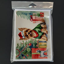 Load image into Gallery viewer, Yorkie Christmas Greeting Cards -  Blank Note Cards – 8-Pack of Artist-Designed Cards with Envelopes