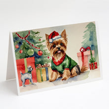 Load image into Gallery viewer, Yorkie Christmas Greeting Cards -  Blank Note Cards – 8-Pack of Artist-Designed Cards with Envelopes