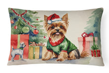 Load image into Gallery viewer, Yorkie Christmas Fabric Decorative Pillow