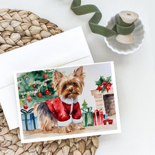 Load image into Gallery viewer, Yorkie Christmas Greeting Cards -  Blank Note Cards – 8-Pack of Artist-Designed Cards with Envelopes