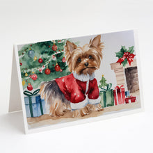 Load image into Gallery viewer, Yorkie Christmas Greeting Cards -  Blank Note Cards – 8-Pack of Artist-Designed Cards with Envelopes