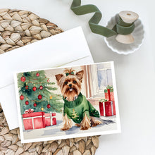 Load image into Gallery viewer, Yorkie Christmas Greeting Cards -  Blank Note Cards – 8-Pack of Artist-Designed Cards with Envelopes