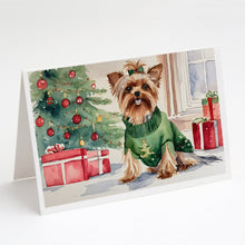 Load image into Gallery viewer, Yorkie Christmas Greeting Cards -  Blank Note Cards – 8-Pack of Artist-Designed Cards with Envelopes