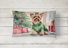 Load image into Gallery viewer, Yorkie Christmas Fabric Decorative Pillow