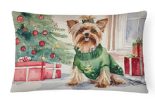 Load image into Gallery viewer, Yorkie Christmas Fabric Decorative Pillow