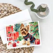 Load image into Gallery viewer, Yorkie Christmas Greeting Cards -  Blank Note Cards – 8-Pack of Artist-Designed Cards with Envelopes
