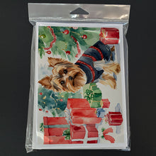 Load image into Gallery viewer, Yorkie Christmas Greeting Cards -  Blank Note Cards – 8-Pack of Artist-Designed Cards with Envelopes