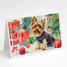 Load image into Gallery viewer, Yorkie Christmas Greeting Cards -  Blank Note Cards – 8-Pack of Artist-Designed Cards with Envelopes