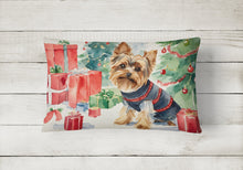 Load image into Gallery viewer, Yorkie Christmas Fabric Decorative Pillow
