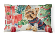Load image into Gallery viewer, Yorkie Christmas Fabric Decorative Pillow