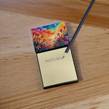 Load image into Gallery viewer, Alstroemerias in Color Sticky Note Holder- Refiilable Desk Accessory Note Pad