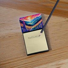 Load image into Gallery viewer, Annual Larkspur in Color Sticky Note Holder- Refiilable Desk Accessory Note Pad
