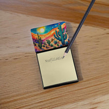 Load image into Gallery viewer, Cactus in Color Sticky Note Holder- Refiilable Desk Accessory Note Pad