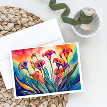 Load image into Gallery viewer, Calla Lilies in Color Greeting Cards -  Blank Note Cards – 8-Pack of Artist-Designed Cards with Envelopes