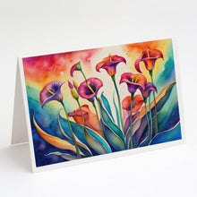 Load image into Gallery viewer, Calla Lilies in Color Greeting Cards -  Blank Note Cards – 8-Pack of Artist-Designed Cards with Envelopes