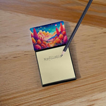 Load image into Gallery viewer, Celosia in Color Sticky Note Holder- Refiilable Desk Accessory Note Pad