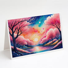 Load image into Gallery viewer, Cherry Blossom in Color Greeting Cards -  Blank Note Cards – 8-Pack of Artist-Designed Cards with Envelopes